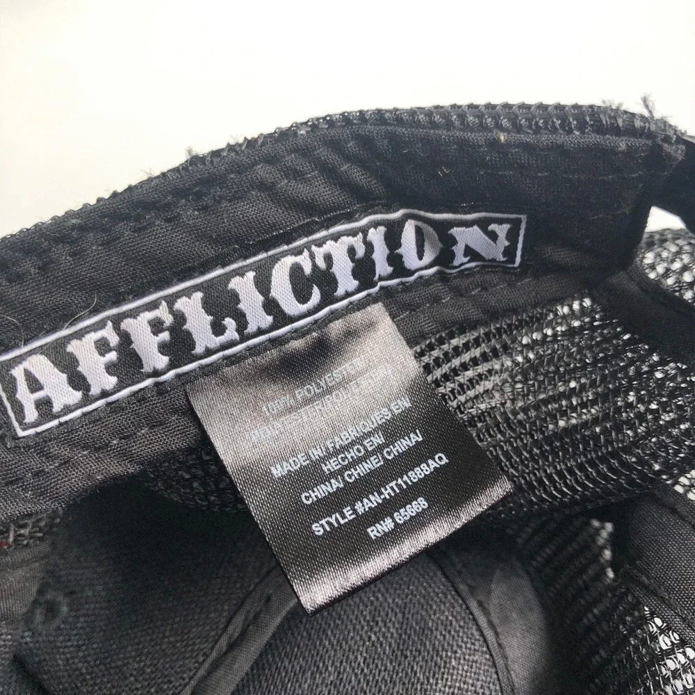 Affliction Hat Red Live Fast Snapback Adjustable Trucker Logo Mesh One Size